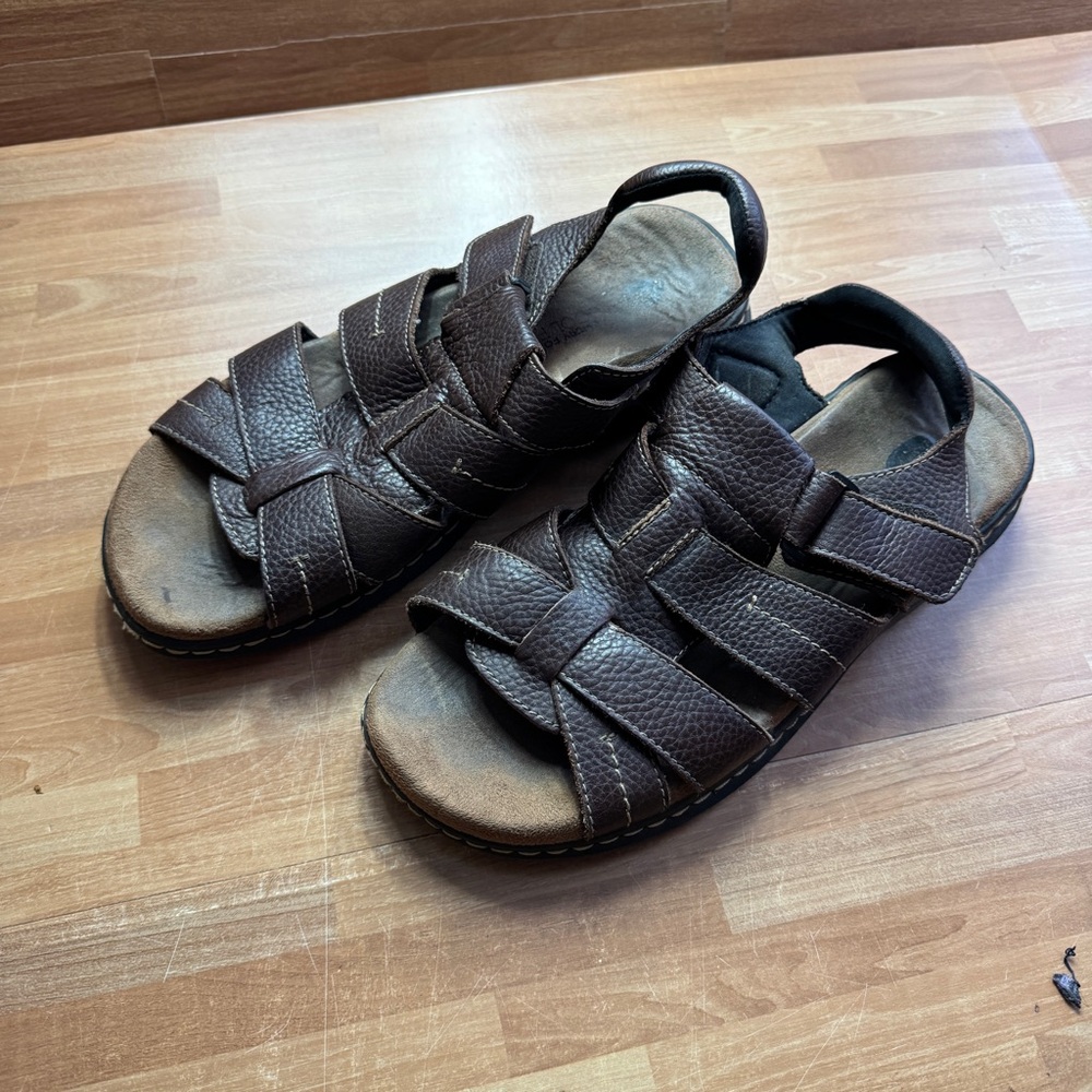 Dr. Scholl's Men's Gaston fisherman sandals, brown leather , size 10